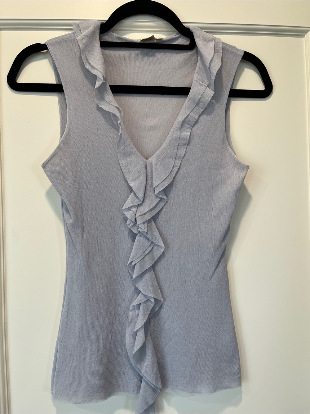 Sweet Pea Light Blue Ruffle Mesh Top